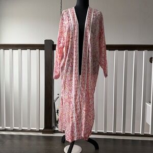 Ann Taylor Loft Long Boho Resort Duster Cardigan Size M/L Pink NWT Vacation